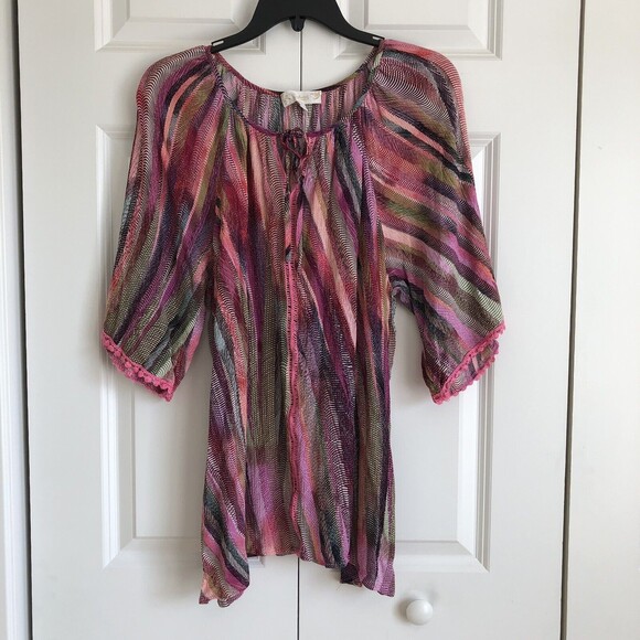 WEEKEND SUZANNE BETRO WOMENS BLOUSE TUNIC SIZE XL MULTICOLOR wg - Picture 1 of 8
